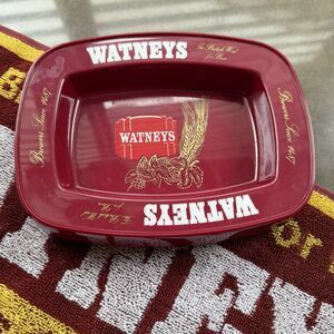 VINTAGE Watney's Beer Melamine Promo Snack Bar Dish and Bar Towel